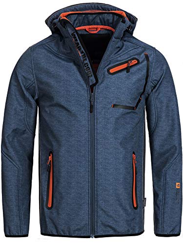 Indicode Herren Brandon Softshelljacke Softshelljacke m. Abnehmbarer Kapuze & Fleece-Futter | Winddichte Funktionsjacke Übergangsjacke Outdoorjacke Herrenjacke Jacke f. Männer Dark Denim XXL von Indicode