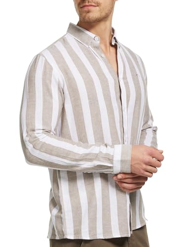 Indicode Herren Brayden Hemd gestreift mit Button-Down-Kragen | Herrenhemd Männerhemd Covert Green XXL Indicode Herren Brayden Hemd gestreift mit Button-Down-Kragen | Herrenhemd Männerhemd Covert Green XXL von Indicode
