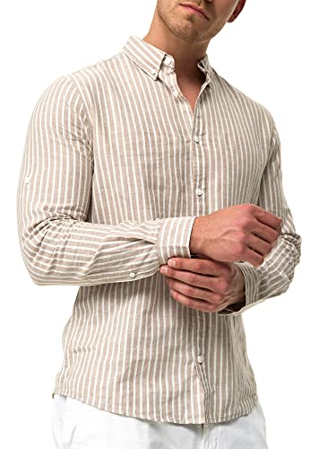 Indicode Herren Brayden Hemd gestreift mit Button-Down-Kragen | Herrenhemd Männerhemd Greige S Indicode Herren Brayden Hemd gestreift mit Button-Down-Kragen | Herrenhemd Männerhemd Greige S von Indicode