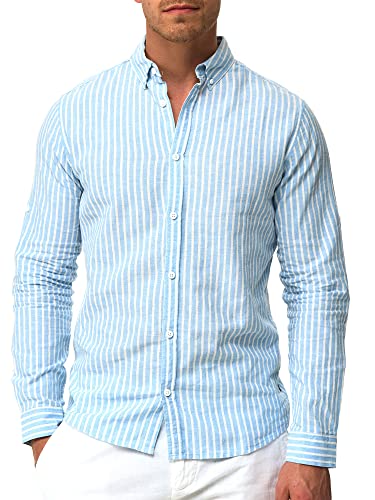 Indicode Herren Brayden Hemd gestreift mit Button-Down-Kragen | Herrenhemd Männerhemd Moonlight XXL Indicode Herren Brayden Hemd gestreift mit Button-Down-Kragen | Herrenhemd Männerhemd Moonlight XXL von Indicode