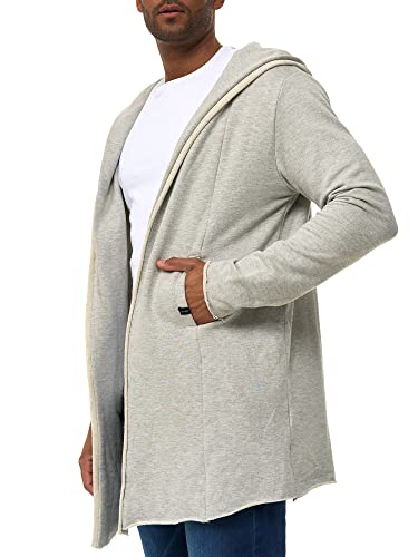 Indicode Herren Brekstad Oversize Sweatjacke mit Kapuze aus Baumwolle | Sweater Männer Lt Grey Mix XL von Indicode