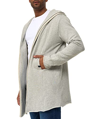 Indicode Herren Brekstad Oversize Sweatjacke mit Kapuze aus Baumwolle | Sweater Männer Lt Grey Mix XS von Indicode