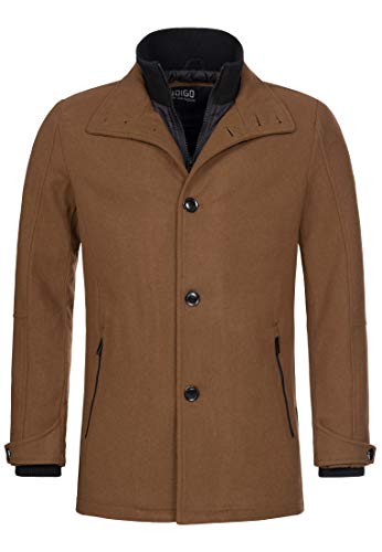 Indicode Herren Brittany Kurzmantel mit Stehkragen | Herrenmantel Wollmantel Mantel Männer Camel, S von Indicode