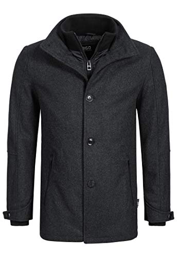 Indicode Herren Brittany Kurzmantel mit Stehkragen | Herrenmantel Wollmantel Mantel Männer Charcoal Mix, M von Indicode