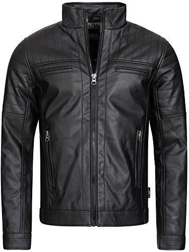 Indicode Herren Brook Jacke aus Leder-Imitat | Kunstleder Motorradjacke für Männer Black S von Indicode