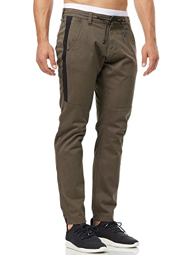 Indicode Herren Bruno Hose mit 5 Taschen | Stretchhose Herrenhose Freizeithose für Männer Army M von Indicode