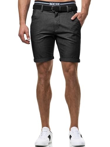 Indicode Herren Bryant Chino Shorts mit 4 Taschen aus 98% Baumwolle | Bermuda Sommershorts für Männer Black, S von Indicode