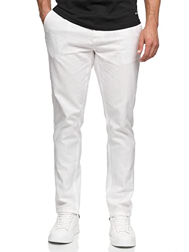 Indicode Herren Bryne Stoffhose aus Baumwolle & Leinen | Herrenhose Freizeithose Männer Offwhite, S von Indicode