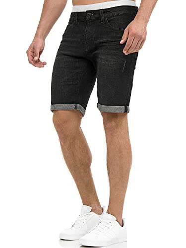 Indicode Herren Caden Jeans Shorts mit 5 Taschen | Herrenshorts Used Look für Männer Black M von Indicode