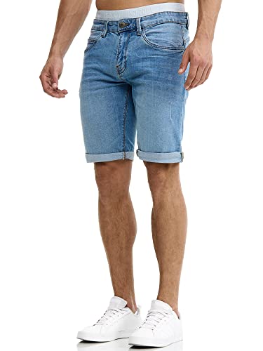 Indicode Herren Caden Jeans Shorts mit 5 Taschen | Herrenshorts Used Look für Männer Blue Wash M von Indicode