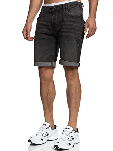 Indicode Herren Caden Jeans Shorts mit 5 Taschen | Herrenshorts Used Look für Männer DK Grey, 3XL von Indicode