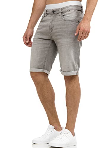 Indicode Herren Caden Jeans Shorts mit 5 Taschen | Herrenshorts Used Look für Männer Lt Grey L von Indicode