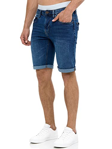 Indicode Herren Caden Jeans Shorts mit 5 Taschen | Herrenshorts Used Look für Männer Medium Indigo - Normal, XL von Indicode