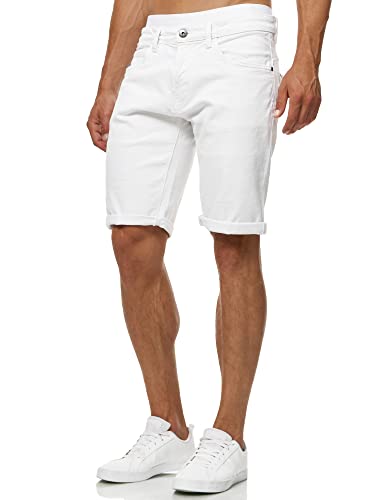 Indicode Herren Caden Jeans Shorts mit 5 Taschen | Herrenshorts Used Look für Männer Offwhite M von Indicode