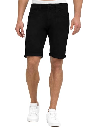 Indicode Herren Caden Jeans Shorts mit 5 Taschen | Herrenshorts Used Look für Männer Ultra Black, XXL von Indicode