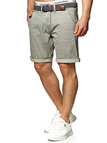 Indicode Herren Caedmon Chino Shorts mit 4 Taschen | Bermuda Herrenshorts Chinoshorts Freizeitshorts Männer Lt Grey, M von Indicode