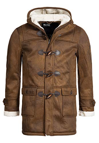 Indicode Herren Calshot Dufflecoat in Veloursleder-Optik | Winter Parka Herrenmantel Brown Sugar XL von Indicode