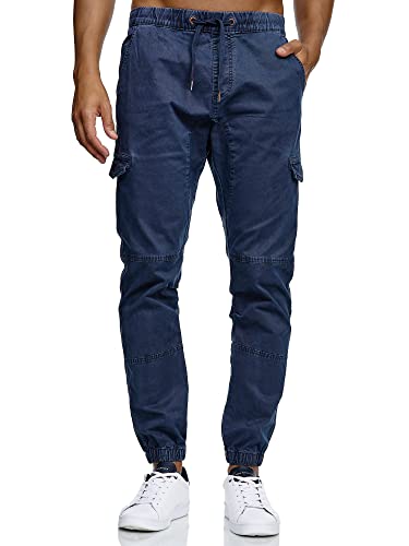 Indicode Herren Cantu Cargohose aus 98% Baumwolle | Cargo Hose Freizeithose für Männer Navy S von Indicode