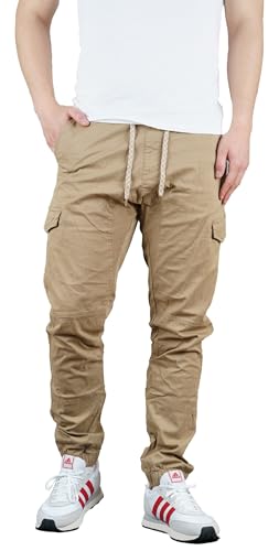 Indicode Herren Cargohose Jones Cargo Hose Freizeithose Chino Outdoorhose Stoffhose (Greige, S) von Indicode