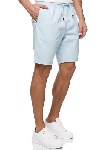 Indicode Herren Carver Chino Shorts mit Kordelzug aus Baumwolle | Bermuda Sommershorts für Männer Sky Blue, L von Indicode
