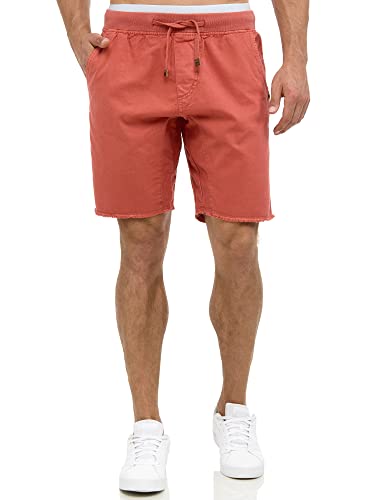 Indicode Herren Carver Chino Shorts mit Kordelzug aus Baumwolle | Bermuda Sommershorts für Männer Vermillion, L von Indicode