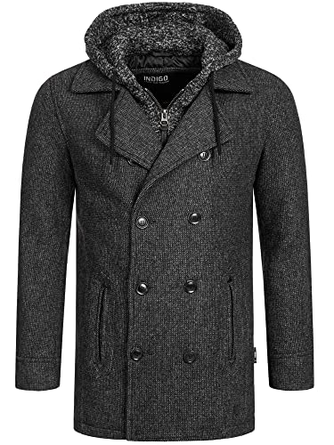 Indicode Herren Cliff Kurzmantel mit Stehkragen | Wollmantel Herrenmantel Mantel Black mix L von Indicode