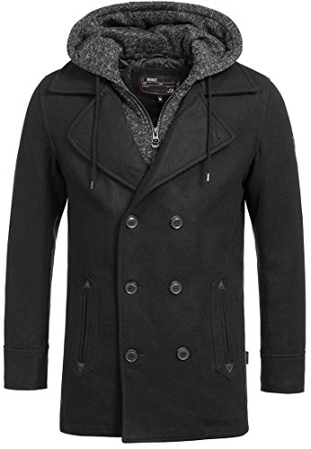 Indicode Herren Cliff Kurzmantel mit Stehkragen | Wollmantel Herrenmantel Mantel Black, XL von Indicode