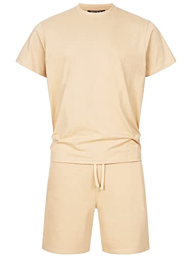 Indicode Herren Comfy Shorts & Shirt Set | Sweatshorts & T-Shirt Bundle aus Baumwollmischung Irish Cream, 3XL von Indicode