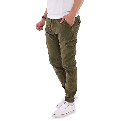 Indicode Herren Cord Hose Cargohose Sydney Baumwolle Cordhose Chino Jogger (Army, S) von Indicode