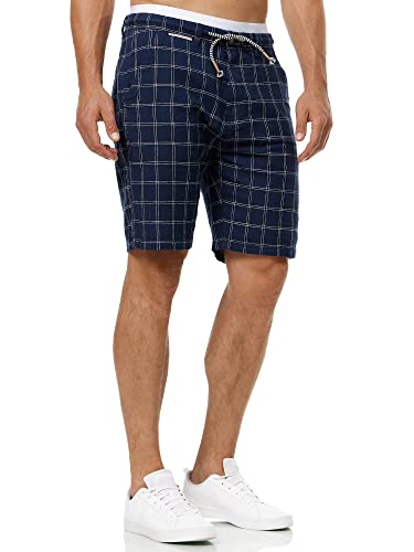 Indicode Herren Corvallis Chino Shorts mit 4 Taschen | Bermuda Sommershorts für Männer Navy Check, XXL von Indicode