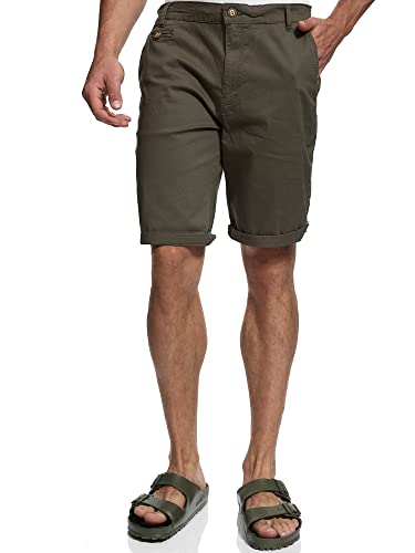 Indicode Herren Creel Chino Shorts mit 5 Taschen | Bermuda Herren Chino Shorts f. Männer Army L von Indicode