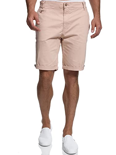 Indicode Herren Creel Chino Shorts mit 5 Taschen | Bermuda Herrenshorts Chinoshorts Freizeitshorts Männer Cameo Rose, L von Indicode