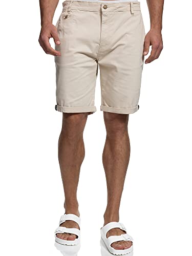Indicode Herren Creel Chino Shorts mit 5 Taschen | Bermuda Herrenshorts Chinoshorts Freizeitshorts Männer Fog, L von Indicode