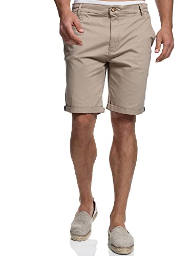 Indicode Herren Creel Chino Shorts mit 5 Taschen | Bermuda Herrenshorts Chinoshorts Freizeitshorts Männer Greige, L von Indicode