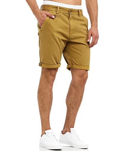 Indicode Herren Cuba Chino Shorts mit 5 Taschen aus Baumwollgemisch | Bermuda Sommershorts für Männer Amber, XXL von Indicode