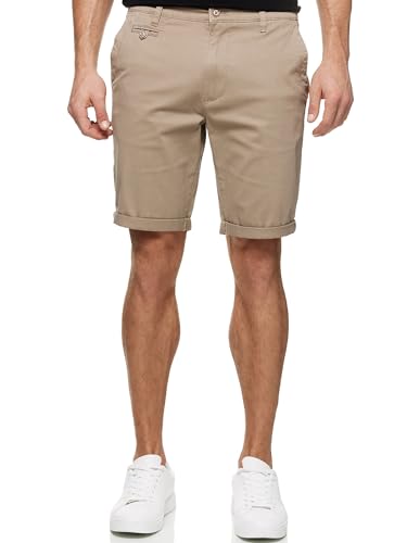 Indicode Herren Cuba Chino Shorts mit 5 Taschen aus Baumwollgemisch | Bermuda Sommershorts für Männer Greige, S von Indicode