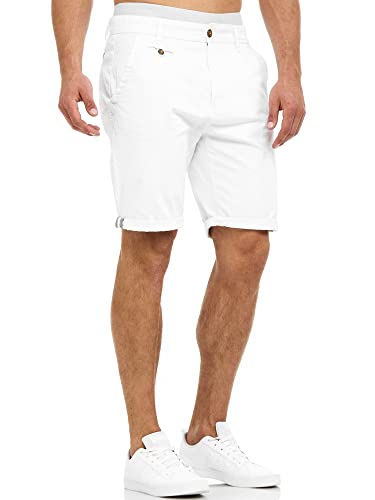Indicode Herren Cuba Chino Shorts mit 5 Taschen aus Baumwollgemisch | Bermuda Sommershorts für Männer Off White, M von Indicode