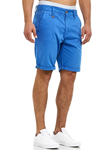 Indicode Herren Cuba Chino Shorts mit 5 Taschen aus Baumwollgemisch | Bermuda Sommershorts für Männer Blau Palace Blue, L von Indicode
