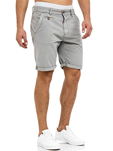 Indicode Herren Cuba Chino Shorts mit 5 Taschen aus Baumwollgemisch | Bermuda Sommershorts für Männer Light Grey, L von Indicode