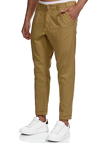 Indicode Herren Cunningham Stoffhose aus Baumwolle & Leinen | Herrenhose Freizeithose Männer Amber, L von Indicode