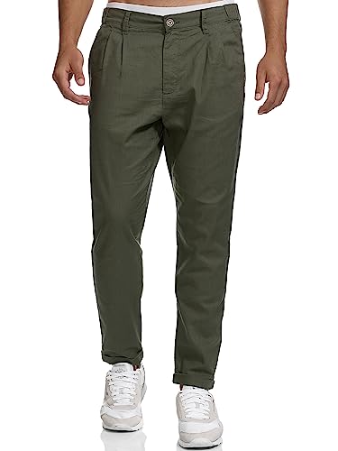 Indicode Herren Cunningham Stoffhose aus Baumwolle & Leinen | Herrenhose Freizeithose Männer Army XL von Indicode