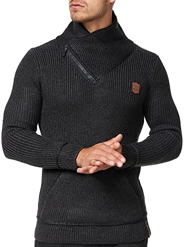 Indicode Herren Dane Grobstrick Winterpullover mit Schalkragen | Herrenpullover Strick Raven M von Indicode