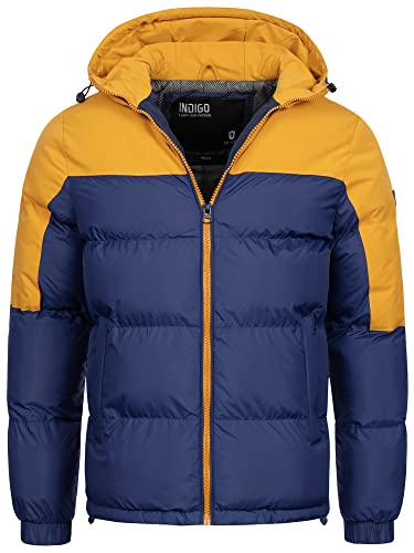 Indicode Herren Danix Winterjacke mit Kapuze | Herrenjacke Jacke Steppjacke Männer Navy L von Indicode