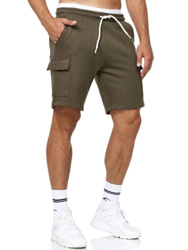 Indicode Herren Dannie Cargo Sweatshorts mit Kordelzug | Herrenshort Sport Trainingshose Army, XXL von Indicode