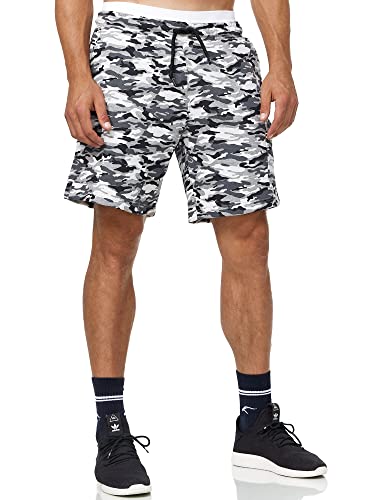 Indicode Herren Dannie Cargo Sweatshorts mit Kordelzug | Herrenshort Sport Trainingshose Black Camouflage L von Indicode