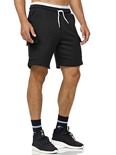 Indicode Herren Dannie Cargo Sweatshorts mit Kordelzug | Herrenshort Sport Trainingshose Black, XL von Indicode