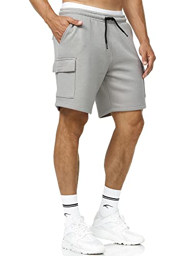 Indicode Herren Dannie Cargo Sweatshorts mit Kordelzug | Herrenshort Sport Trainingshose Lt Grey, XL von Indicode