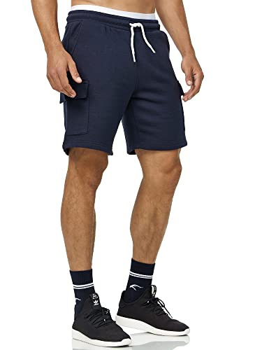 Indicode Herren Dannie Cargo Sweatshorts mit Kordelzug | Herrenshort Sport Trainingshose Navy, L von Indicode