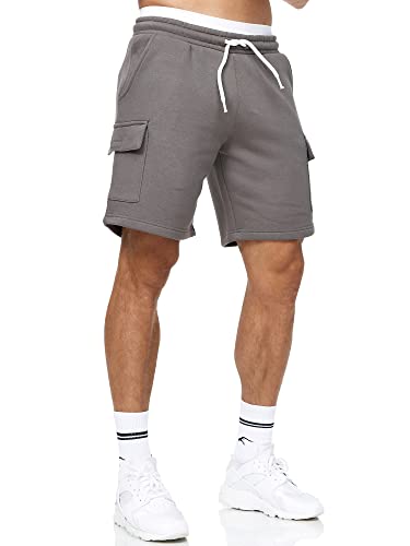 Indicode Herren Dannie Cargo Sweatshorts mit Kordelzug | Herrenshort Sport Trainingshose Pewter L von Indicode