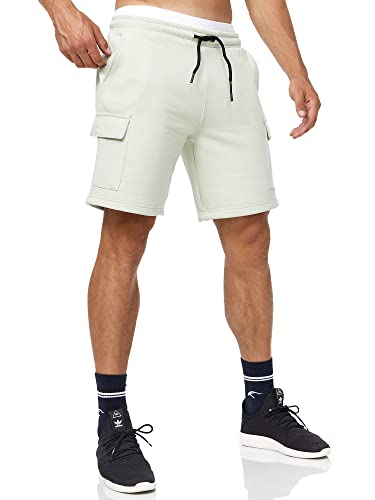 Indicode Herren Dannie Cargo Sweatshorts mit Kordelzug | Herrenshort Sport Trainingshose Sea Foam XL von Indicode